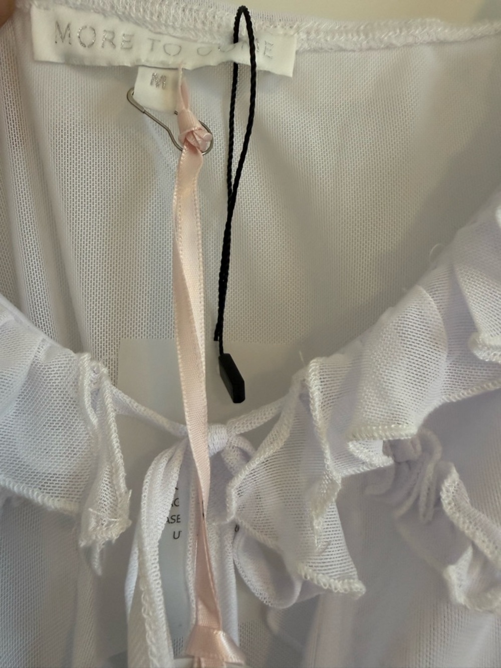 White Ruffle Tie-Front Camisole Top - Picture 5 of 5